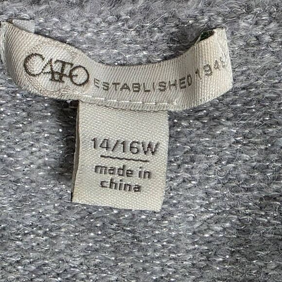 Cato Plus 14/16W Gray Metallic Bow Sweater Soft Knit - Picture 5 of 7